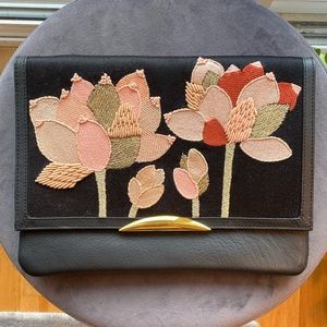 Lizzie Fortunato Port of Call Embroidered Floral Clutch